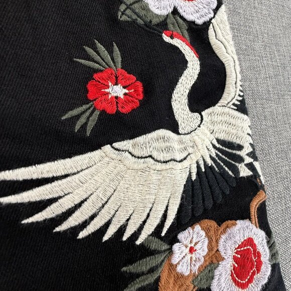 New! Forever 21 Black Skinny Jeans Embroidered Flowers & Bird High Rise 26 Waist - Picture 8 of 14